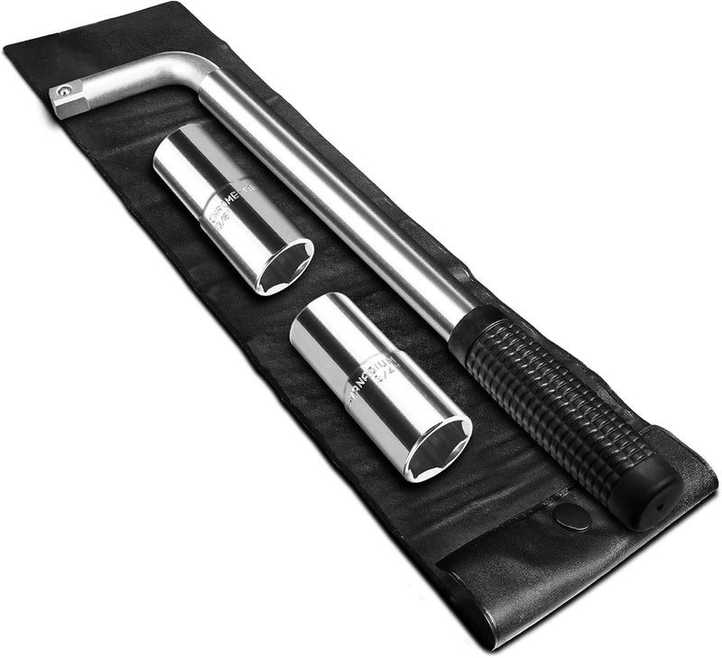 pgroup Telescoping Lug Wrench, Extended Lug Wheel Wrench with 17mm/19mm(3/4”), 21mm(13/16”)/22mm(7/8”) Chrome Vanadium Steel Sockets for Car, Truck, Vans - Image 1